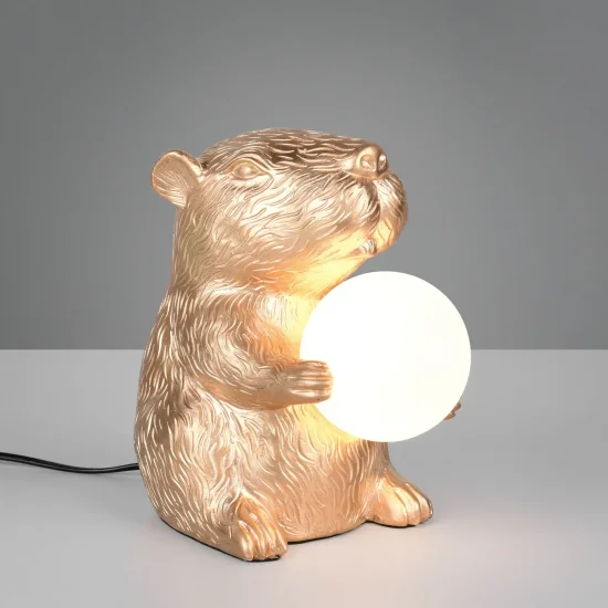LÁMPARA DE MESA CAPIBARA DORADA G9 DE POLIRESINA 2