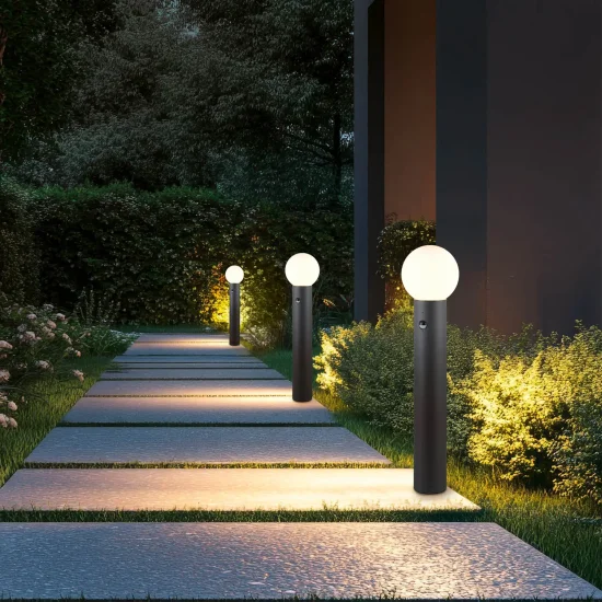 BALIZA EXTERIOR E27 C/SENSOR ALUMINIO ANTRACITA IP44 80CM LAUREL