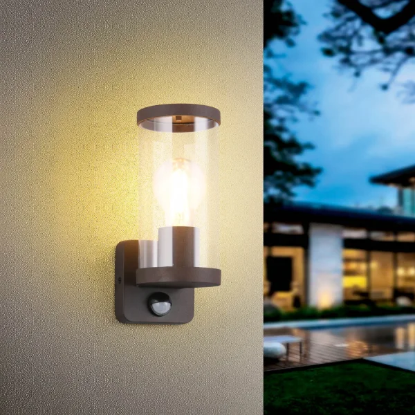APLIQUE EXTERIOR E27 C/SENSOR ALUMINIO ÓXIDO IP44 DANDELION