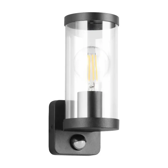 APLIQUE EXTERIOR E27 C/SENSOR ALUMINIO NEGRO IP44 DANDELION 2
