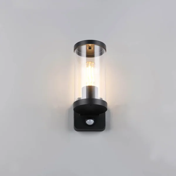 APLIQUE EXTERIOR E27 C/SENSOR ALUMINIO NEGRO IP44 DANDELION