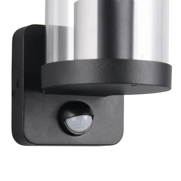 APLIQUE EXTERIOR E27 C/SENSOR ALUMINIO NEGRO IP44 DANDELION