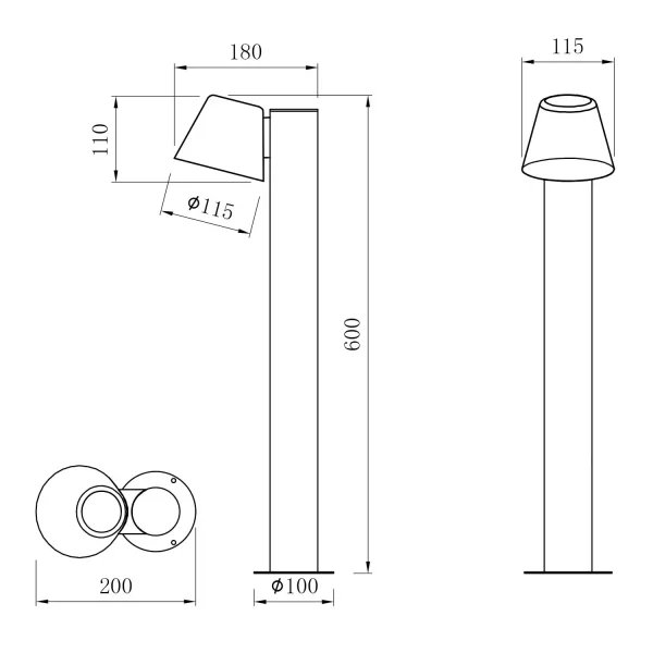 BALIZA EXTERIOR GU10 ANTRACITA 60CM IP44 MOSSEN
