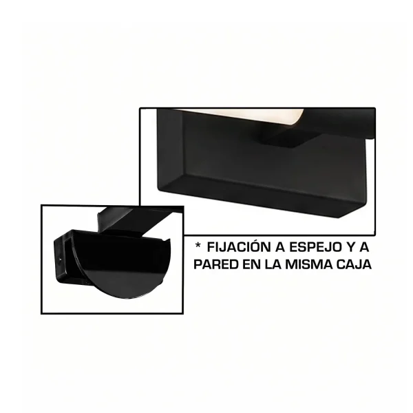 APLIQUE DE PARED BAÑO LED 10W 4000K NEGRO IP44 35CM