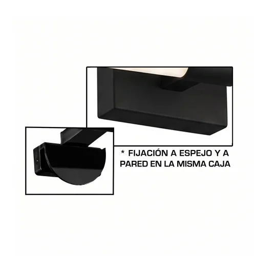APLIQUE DE PARED BAÑO LED 10W 4000K NEGRO IP44 35CM