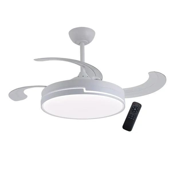 VENTILADOR DE TECHO LED 48W REGULABLE 4 ASPAS RETRÁCTILES ORIXA