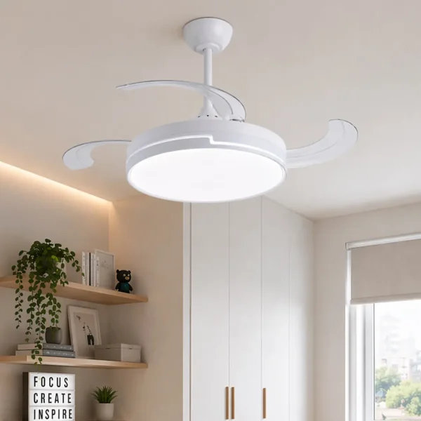 VENTILADOR DE TECHO LED 48W REGULABLE 4 ASPAS RETRÁCTILES ORIXA