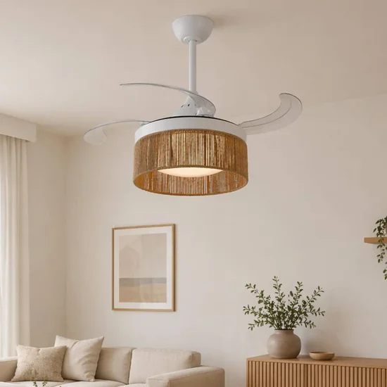 VENTILADOR DE TECHO DC LED 38W CUERDA NATURAL AIRELLE