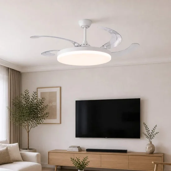 VENTILADOR DE TECHO DC LED 95W 5 ASPAS PLEGABLES BLANCO SOLARA