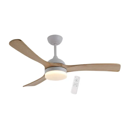 VENTILADOR DE TECHO DC LED 20W PALAS MADERA CLARA BLANCO LUMINOR