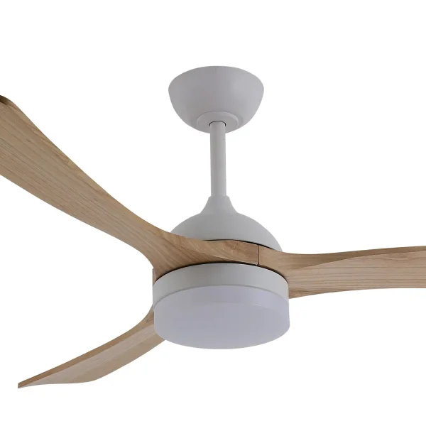 VENTILADOR DE TECHO DC LED 20W PALAS MADERA CLARA BLANCO LUMINOR