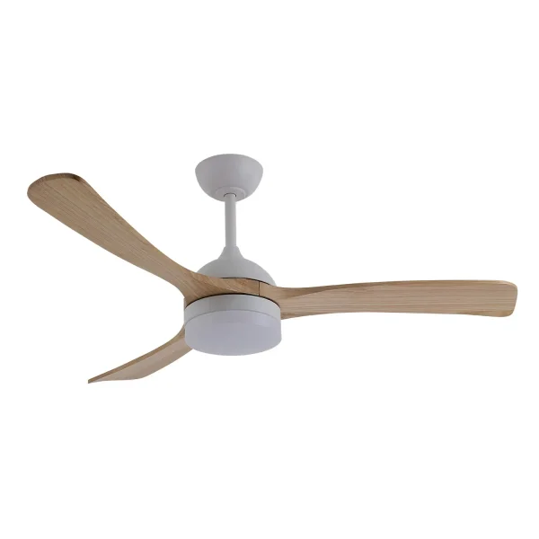 VENTILADOR DE TECHO DC LED 20W PALAS MADERA CLARA BLANCO LUMINOR