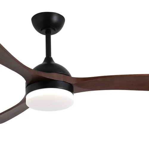 VENTILADOR DE TECHO DC LED 20W PALAS MADERA OSCURA NEGRO LUMINOR