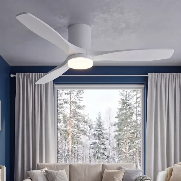VENTILADOR DE TECHO DC LED 18W PALAS MADERA COLOR BLANCO EKBERG