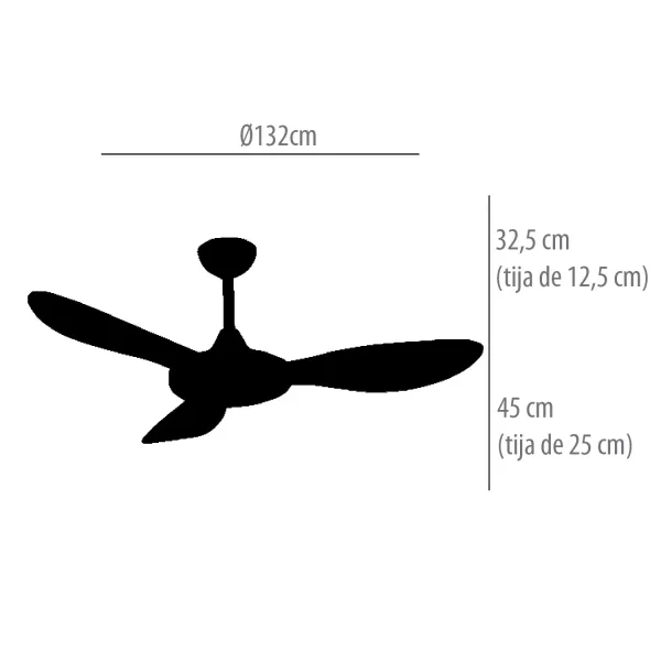 VENTILADOR DE TECHO DC LED 24W 3 PALAS COLOR MADERA NOGAL KONA