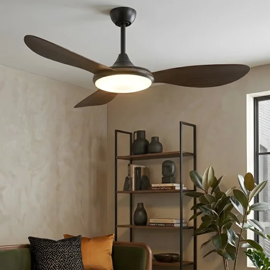 VENTILADOR DE TECHO DC LED 24W 3 PALAS COLOR MADERA NOGAL KONA