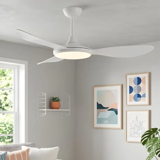 VENTILADOR DE TECHO DC LED 24W 3 PALAS COLOR BLANCO KONA