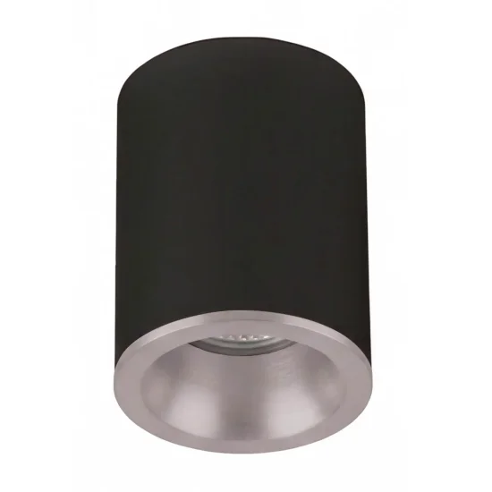 FOCO DE SUPERFICIE FIJO NEGRO PLATA GU10 REDONDO IP65