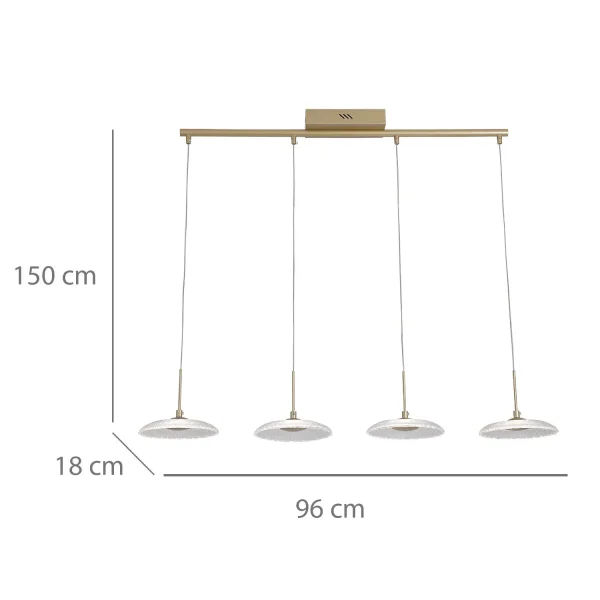 LAMPARA DE TECHO LED 4 LUCES 25W REGULABLE DORADO SORIN