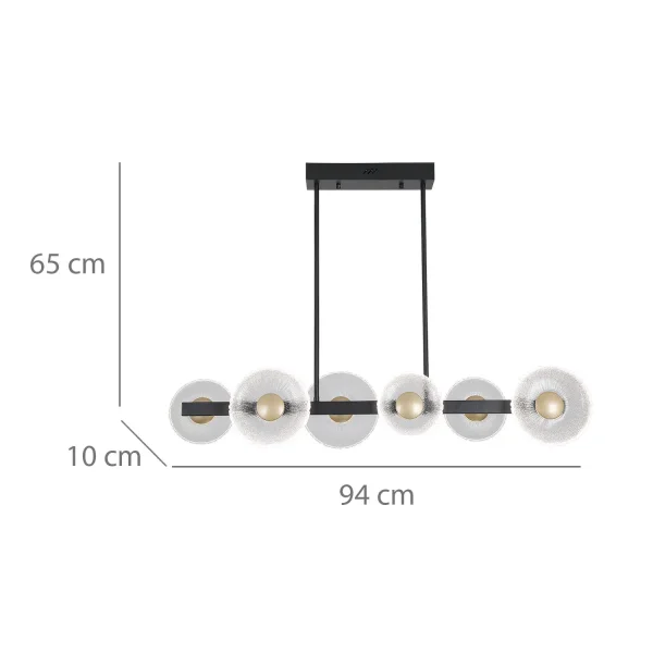 LAMPARA DE TECHO LED 6 LUCES 41W REGULABLE NEGRO SORIN