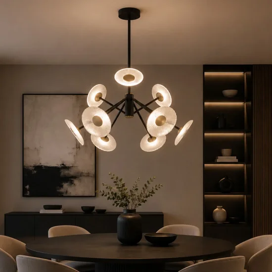 LAMPARA DE TECHO LED 9 LUCES 60W REGULABLE NEGRO SORIN