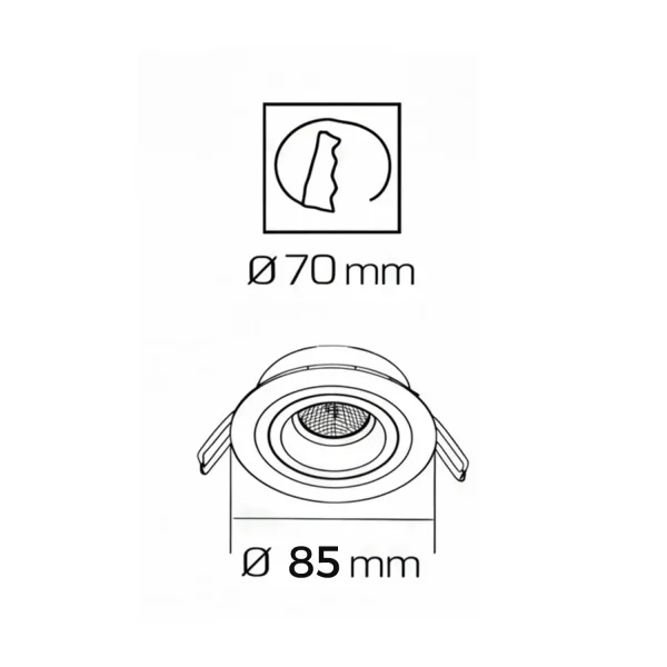 FOCO EMPOTRABLE Ø8,5CM ALUMINIO BLANCO GU10