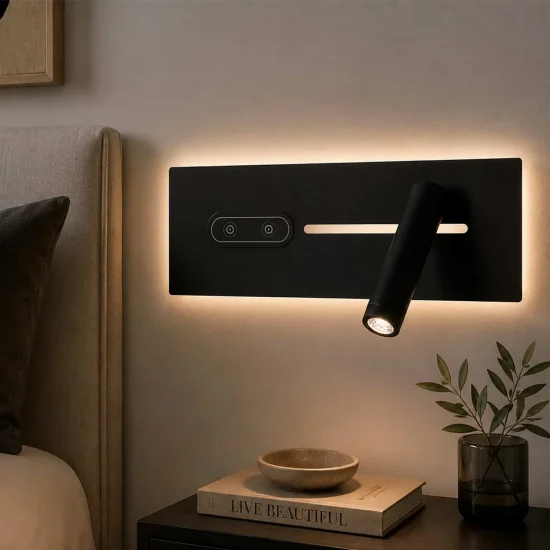 APLIQUE DE PARED LED 10W REGULABLE TÁCTIL NEGRO ORIENTACIÓN DERECHA