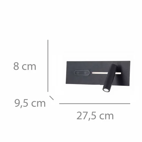 APLIQUE DE PARED LED 10W REGULABLE TÁCTIL NEGRO ORIENTACIÓN DERECHA