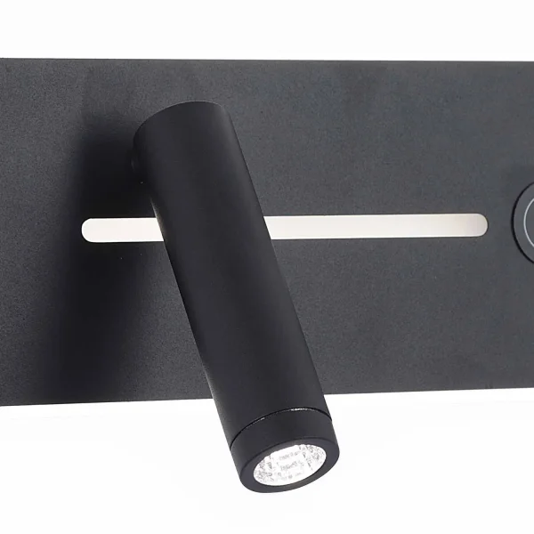 APLIQUE DE PARED LED 10W REGULABLE TÁCTIL NEGRO ORIENTACIÓN IZQUIERDA