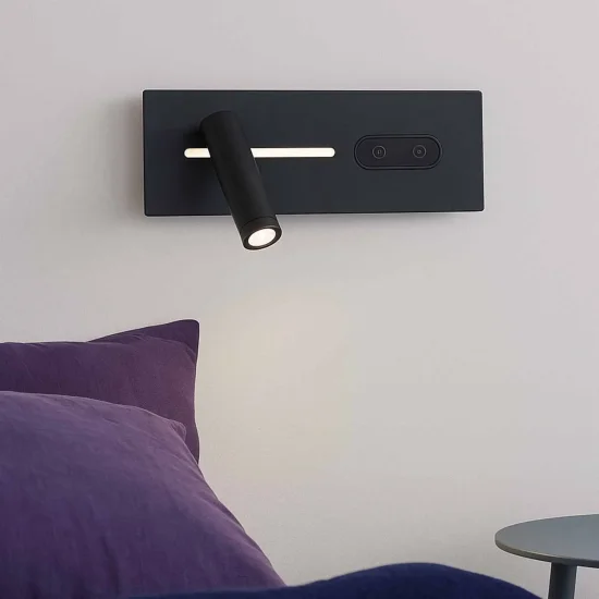 APLIQUE DE PARED LED 10W REGULABLE TÁCTIL NEGRO ORIENTACIÓN IZQUIERDA