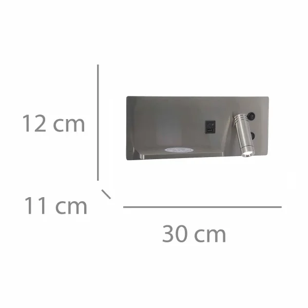 APLIQUE DE PARED LED 8W REGULABLE TÁCTIL NÍQUEL ORIENTACIÓN DERECHA