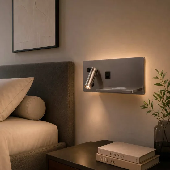 APLIQUE DE PARED LED 8W REGULABLE TÁCTIL NÍQUEL ORIENTACIÓN IZQUIERDA