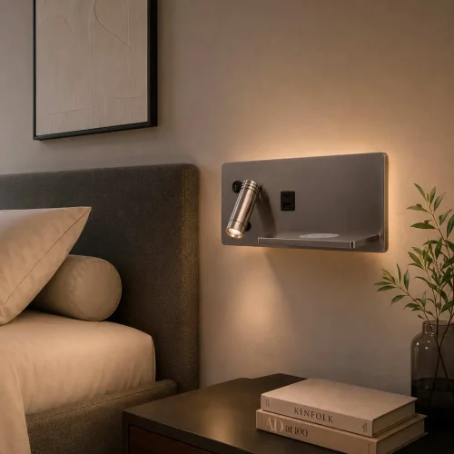 APLIQUE DE PARED LED 8W REGULABLE TÁCTIL NÍQUEL ORIENTACIÓN IZQUIERDA