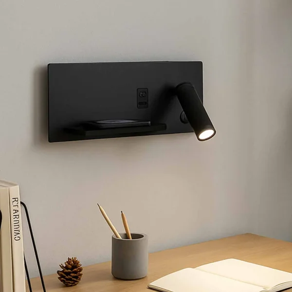 APLIQUE DE PARED LED 8W REGULABLE TÁCTIL NEGRO ORIENTACIÓN DERECHA