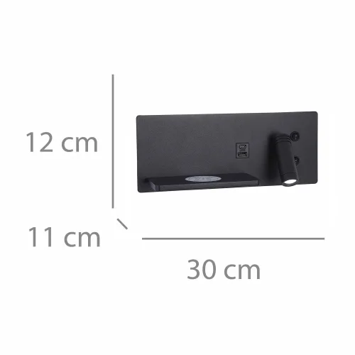 APLIQUE DE PARED LED 8W REGULABLE TÁCTIL NEGRO ORIENTACIÓN DERECHA