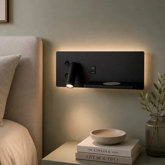 APLIQUE DE PARED LED 8W REGULABLE TÁCTIL NEGRO ORIENTACIÓN IZQUIERDA