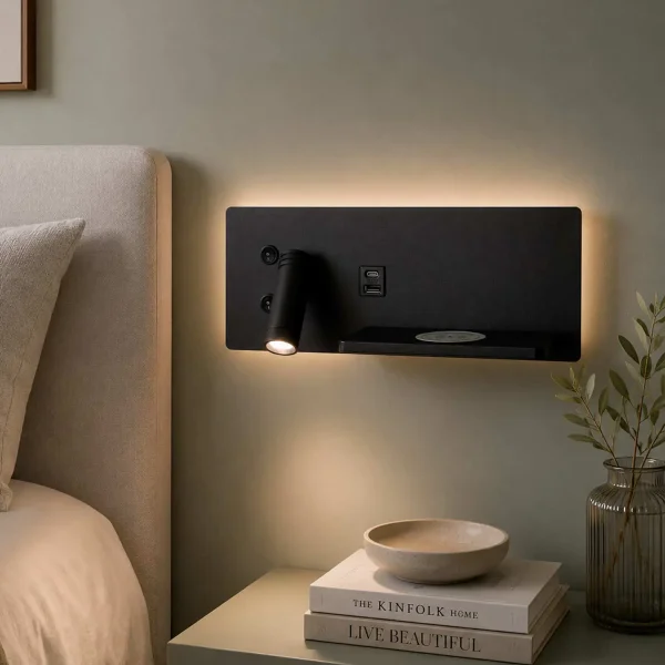 APLIQUE DE PARED LED 8W REGULABLE TÁCTIL NEGRO ORIENTACIÓN IZQUIERDA