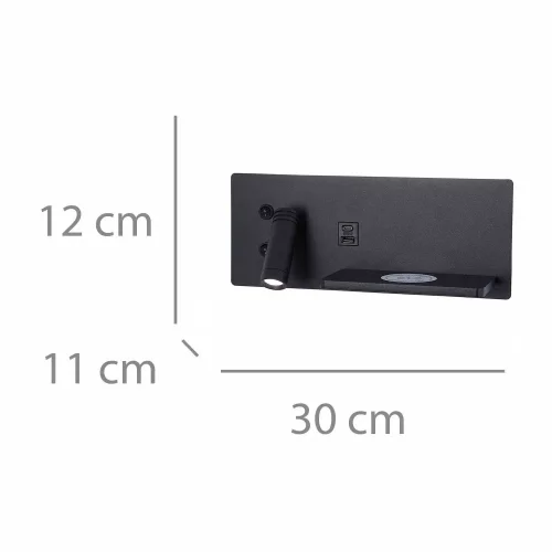 APLIQUE DE PARED LED 8W REGULABLE TÁCTIL NEGRO ORIENTACIÓN IZQUIERDA