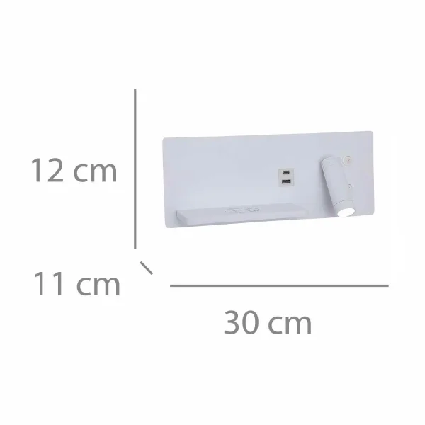 APLIQUE DE PARED LED 8W REGULABLE TÁCTIL BLANCO ORIENTACIÓN DERECHA