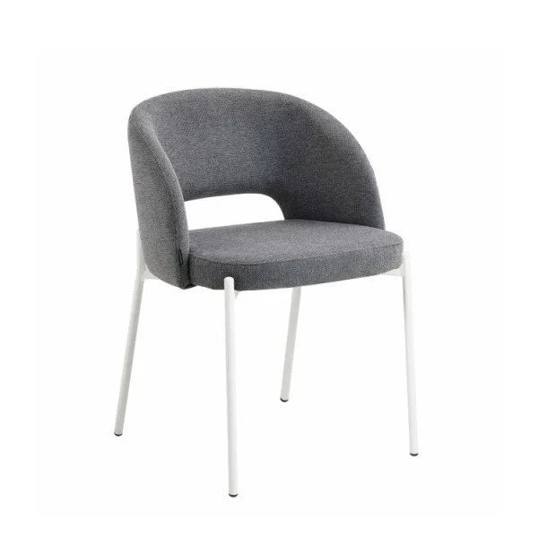 SILLA TAPIZADA GRIS CON 4 PATAS BEIGE CLOTILDE