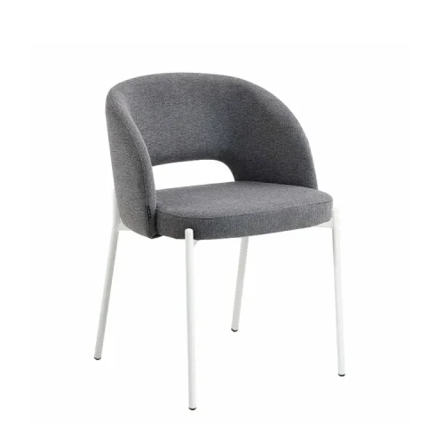 SILLA TAPIZADA GRIS CON 4 PATAS BEIGE CLOTILDE