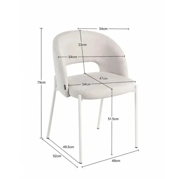 SILLA TAPIZADA GRIS CON 4 PATAS BEIGE CLOTILDE