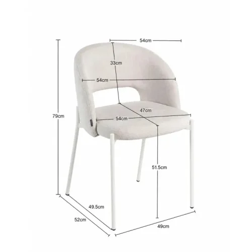 SILLA TAPIZADA GRIS CON 4 PATAS BEIGE CLOTILDE