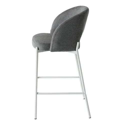 TABURETE TAPIZADO GRIS CON 4 PATAS BEIGE CLOTILDE