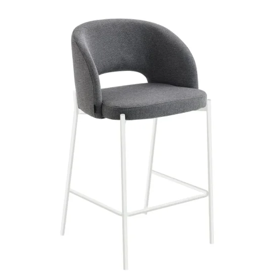 TABURETE TAPIZADO GRIS CON 4 PATAS BEIGE CLOTILDE