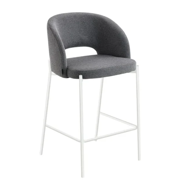 TABURETE TAPIZADO GRIS CON 4 PATAS BEIGE CLOTILDE