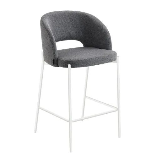 TABURETE TAPIZADO GRIS CON 4 PATAS BEIGE CLOTILDE
