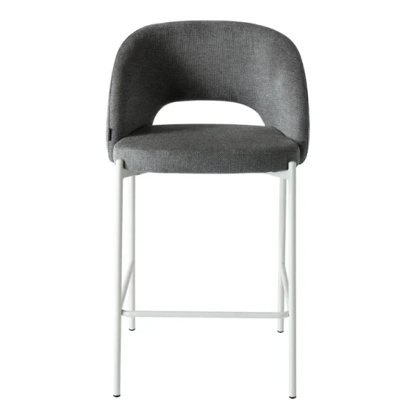 TABURETE TAPIZADO GRIS CON 4 PATAS BEIGE CLOTILDE