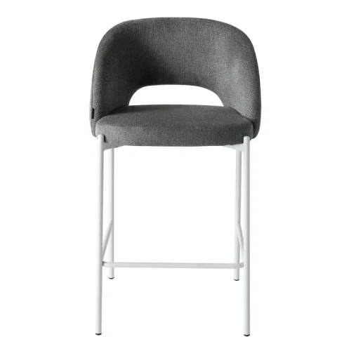 TABURETE TAPIZADO GRIS CON 4 PATAS BEIGE CLOTILDE