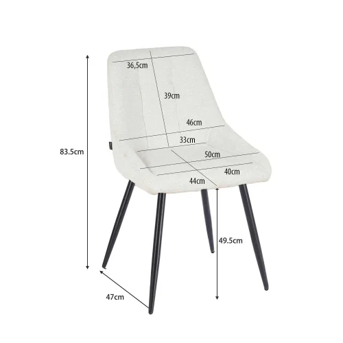 SILLA DE COMEDOR TAPIZADA ARENA CON 4 PATAS NEGRAS WESKA
